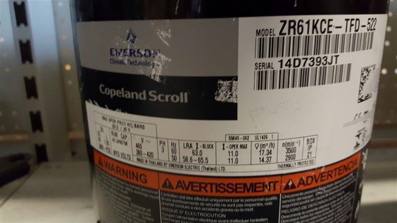 Copeland ZR61KCE-TF5-522 Compressore Scroll per climatizzazione/pompa di calore R134A/R407C
