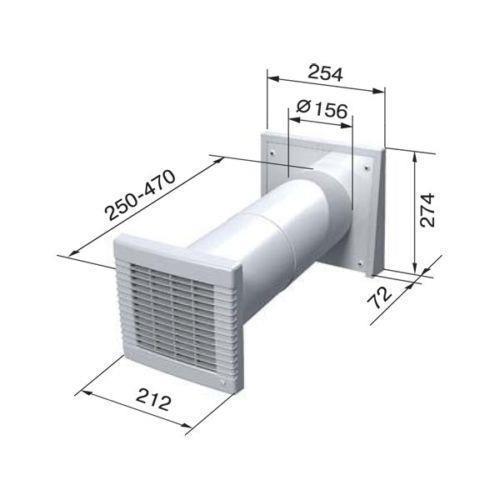 Installation de ventilation KWL (ventilation contrôlée des pièces d'habitation) DuoVent Standard RA-50 avec tube rond de Ø150 mm et clapets de fermeture, avec commande, débit max. 50 m3/h