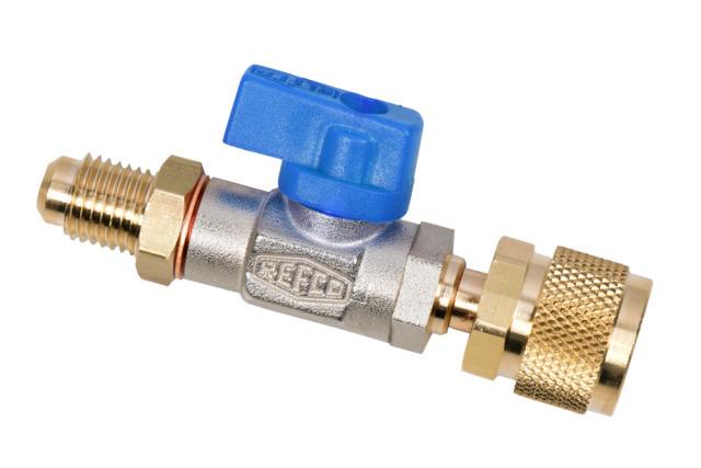 Refco 4661156 Kogelafsluiter blauw met hendel CA-1/4" SAE1/2" 20UNF R410