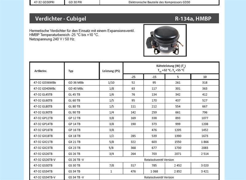 Compresseur ACC - Electrolux GS26TB, HMBP - R134a