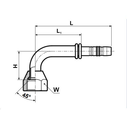 Złączka FLEXIN 20F4190-0606 Złączka kielichowa D08 do 5/8" 90° wygięta