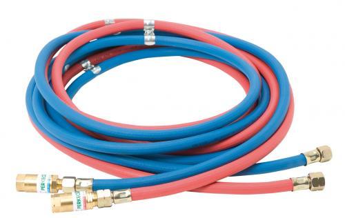 PERKEO hose set for acetylene-oxygen ( (EN559/ISO3821/EN730), with fuse, MD - 20 bar, Ø 6, L=10m