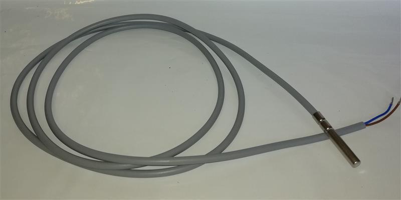 Temperatursensor, Metallfühler, graues Kabel, offene Anschlussdrähte
