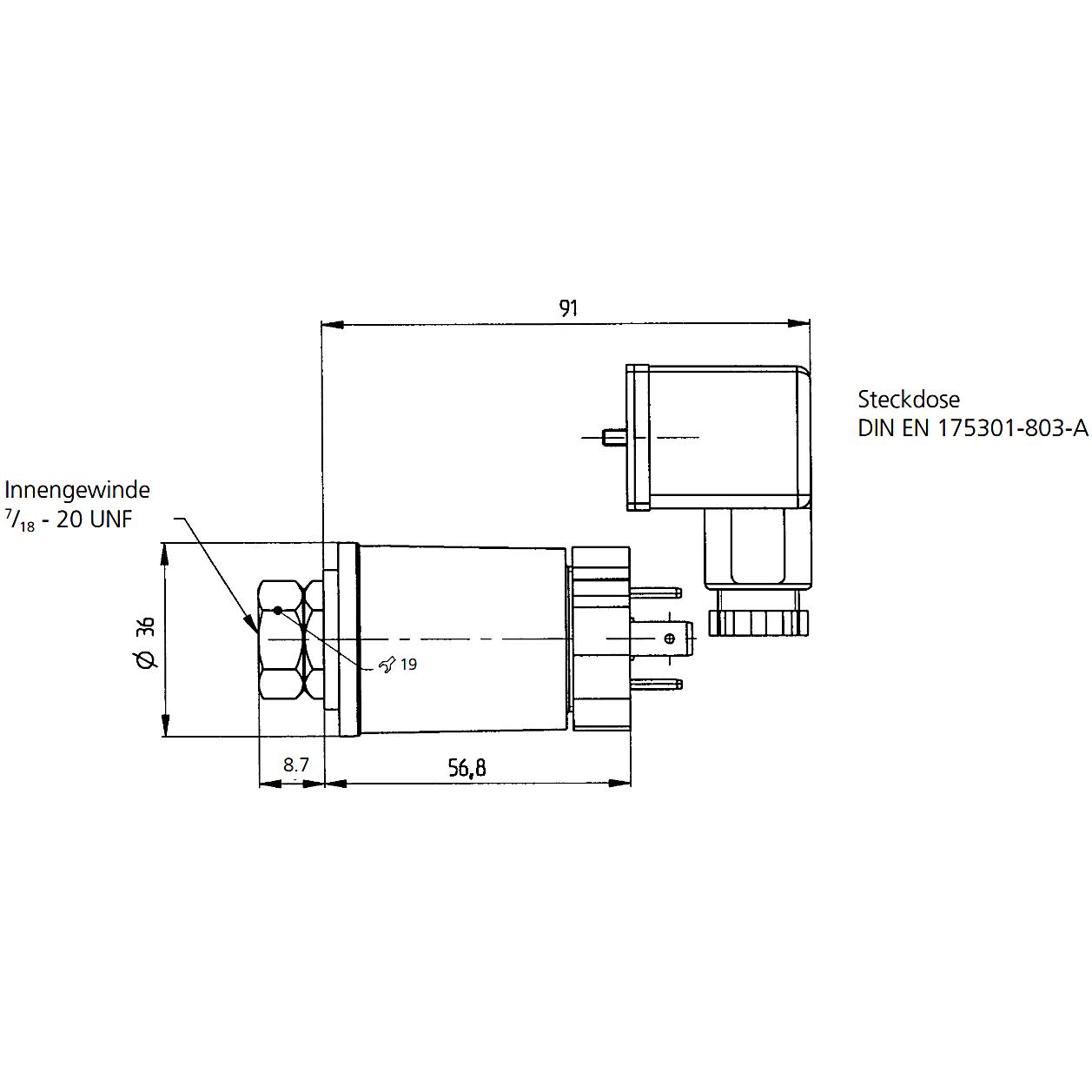 Sensor de presión HUBA 506.930A23101 Transductor de presión -0,5-7bar;4-20MA;1/4 "SAE IG