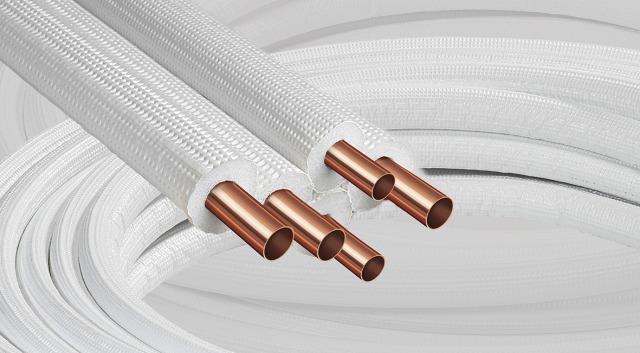 Twin insulated copper pipe 1/4"-3/8" (6/10 mm), thickness 1 mm, 25 m roll