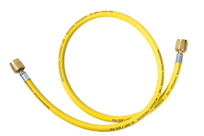 Refco 4687411 Speciale zuig- en vulslang HCL6-60-Y-N-3/8x1/4 geel 60"/150cm