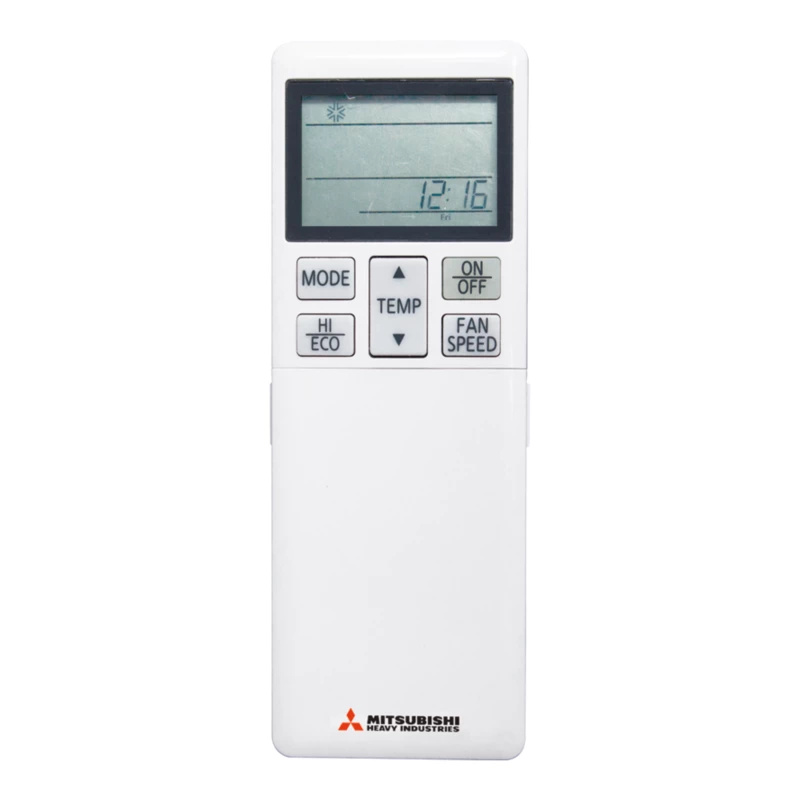 Klimaanlagen-Fernbedienung, weißes Gehäuse, LCD-Display, Temperaturregelung, Lüftersteuerung