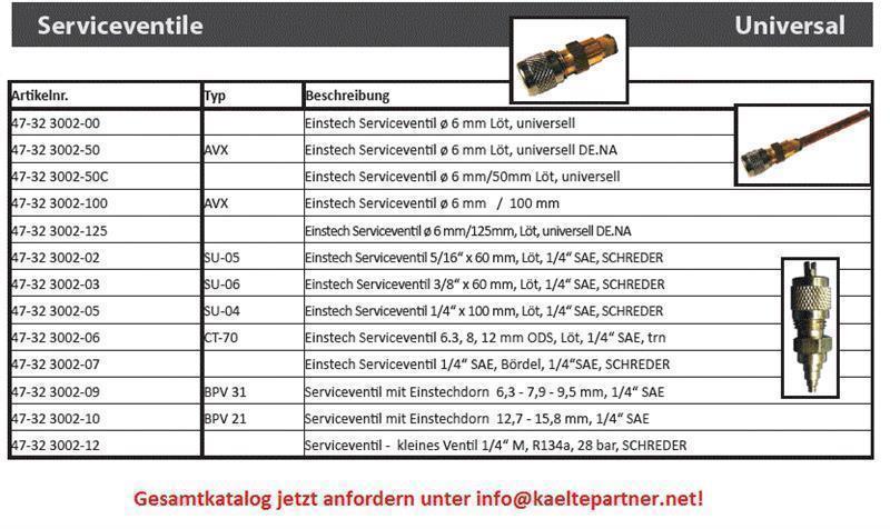 Valve de service Schrader avec tube 6 mm x 50 mm