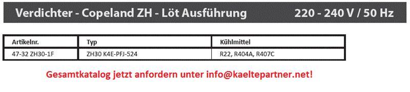 Kompressor / Kompressor Copeland Scroll ZH30-K4E-PFJ 524, R407C, R134A, 220-240V