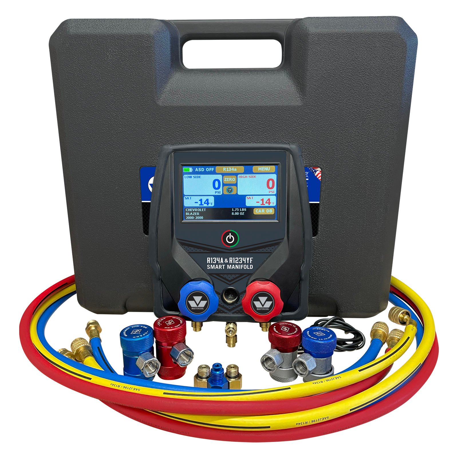 Smart test fitting set for R134a and R1234yf incl. set of 180 cm hoses