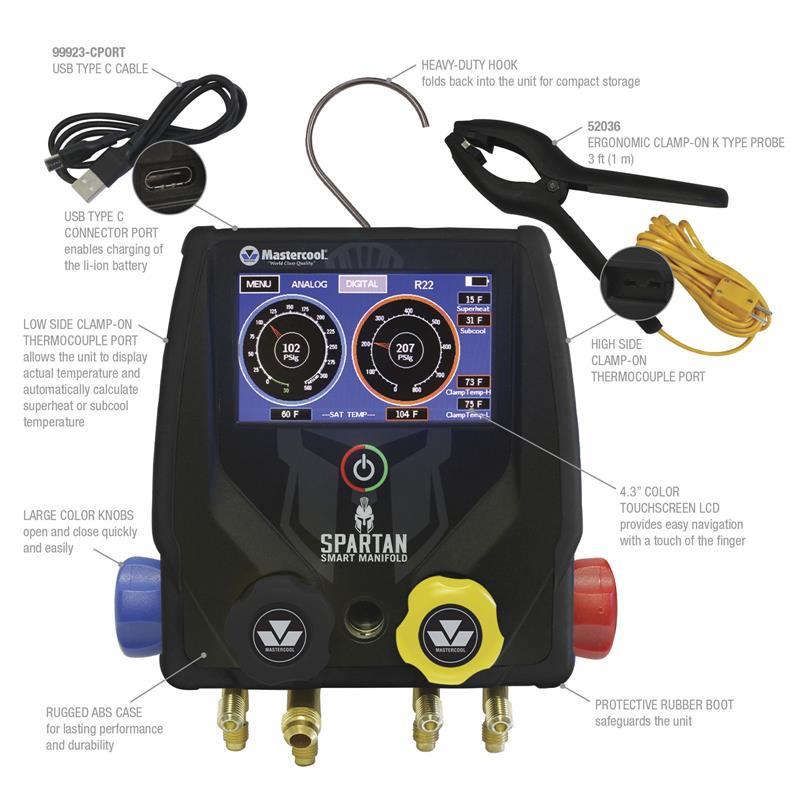 SPARTAN 4-way digital test fitting (suitable for A3 refrigerants)
