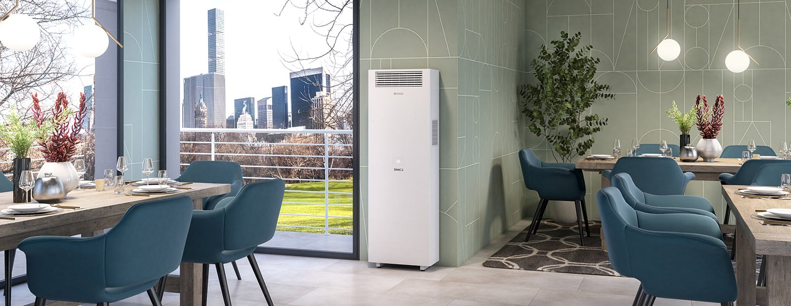 Olimpia Splendid UNICO VERTICAL 35 HP EVANX - Monoblock värmepump luftkonditionering utan utomhusenhet, R32, 3,5KW | 3,2KW