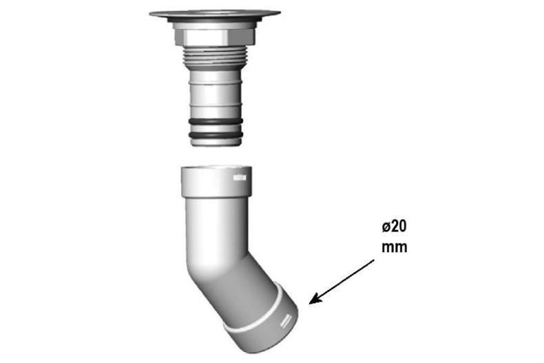Conexión 45° para tubo RDP20