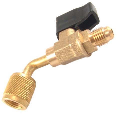 Rechte vuladapter met kogelkraan, R410, 1/2" - 20 UNF x 1/4" SAE