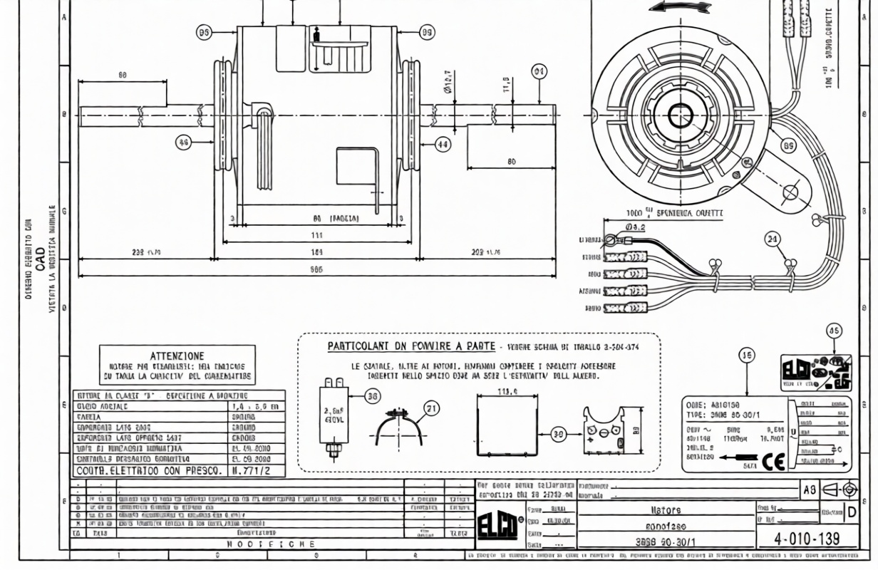 Motor del ventilador, 230 V, 50/60 Hz, 114 W, 1100 rpm