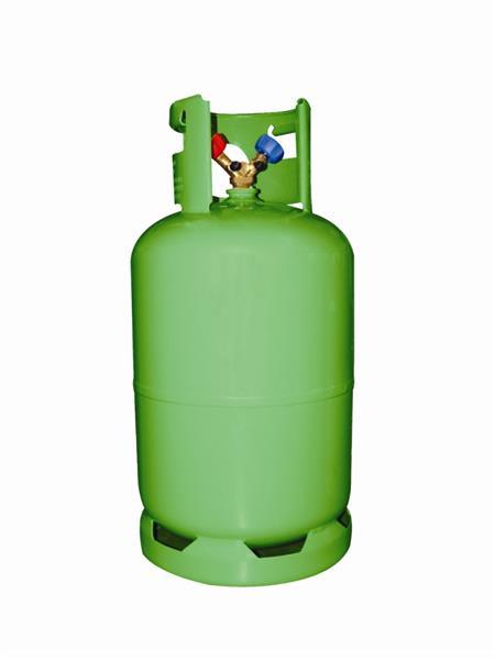 Butla na czynnik chłodniczy / pusta butelka / butelka do recyklingu 27,2 litra zielona - podwójny zawór 1/4" PED/CE/TUV