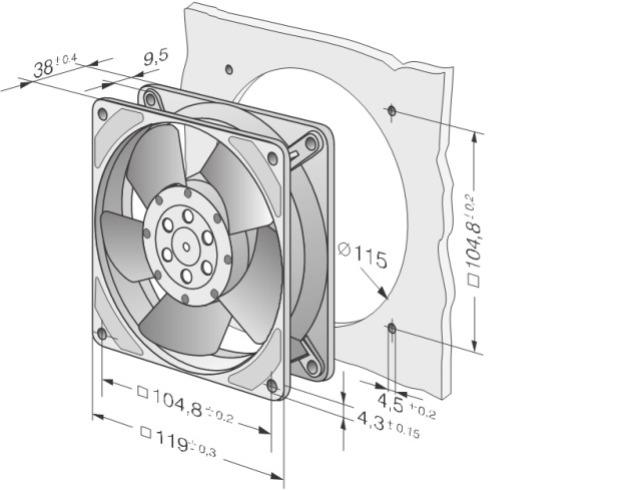 ebm-papst 4650ZW AC wentylator osiowy 230V 1Ph 50Hz 40dB(A) 19W 119x119x38 Wtyczka