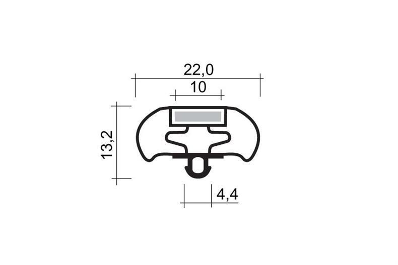 Perfil push-in PVC gris L = 2,5 m con imán