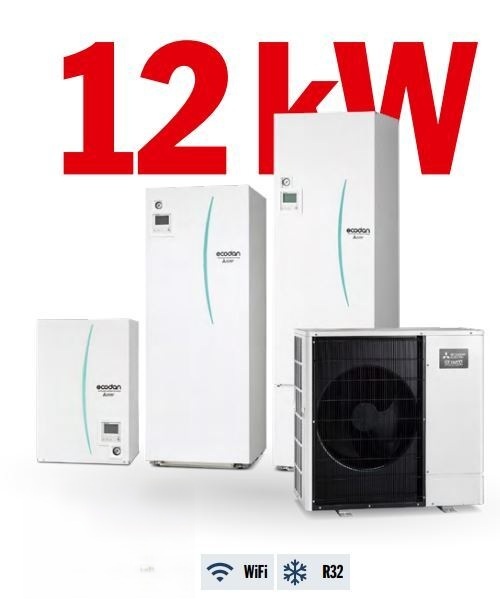 Luft/vatten-värmepump set 12 kW Mitsubishi Zubadan PUD-SHWM120YAA + hydromodul EHSD-YM9D + WiFi-adapter