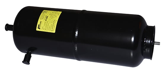 Refrigerant collector, 45 BAR, 3.9 l, inlet 10 mm ODM outlet 10 mm ODN, M8