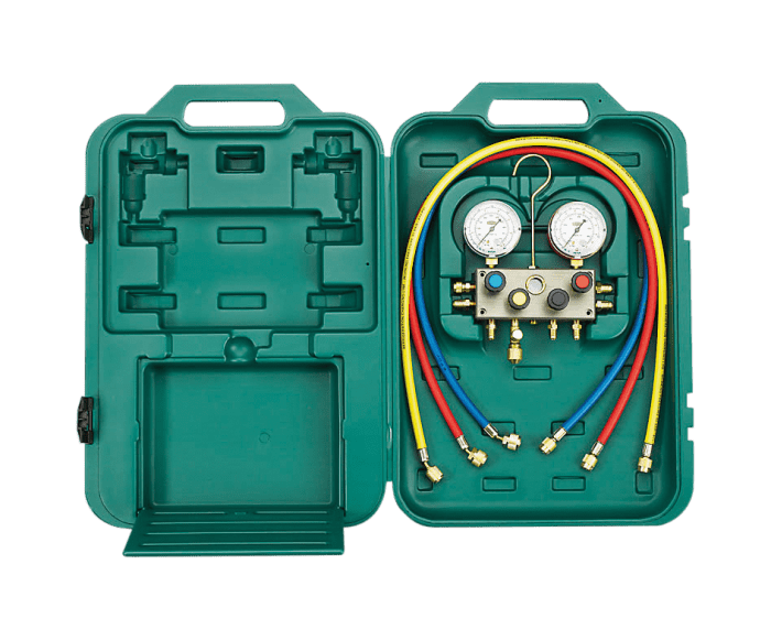 Refco 9883808 4-way assembly aid M2 BM4-3-DS-R134a with Bourdon tube pressure gauge