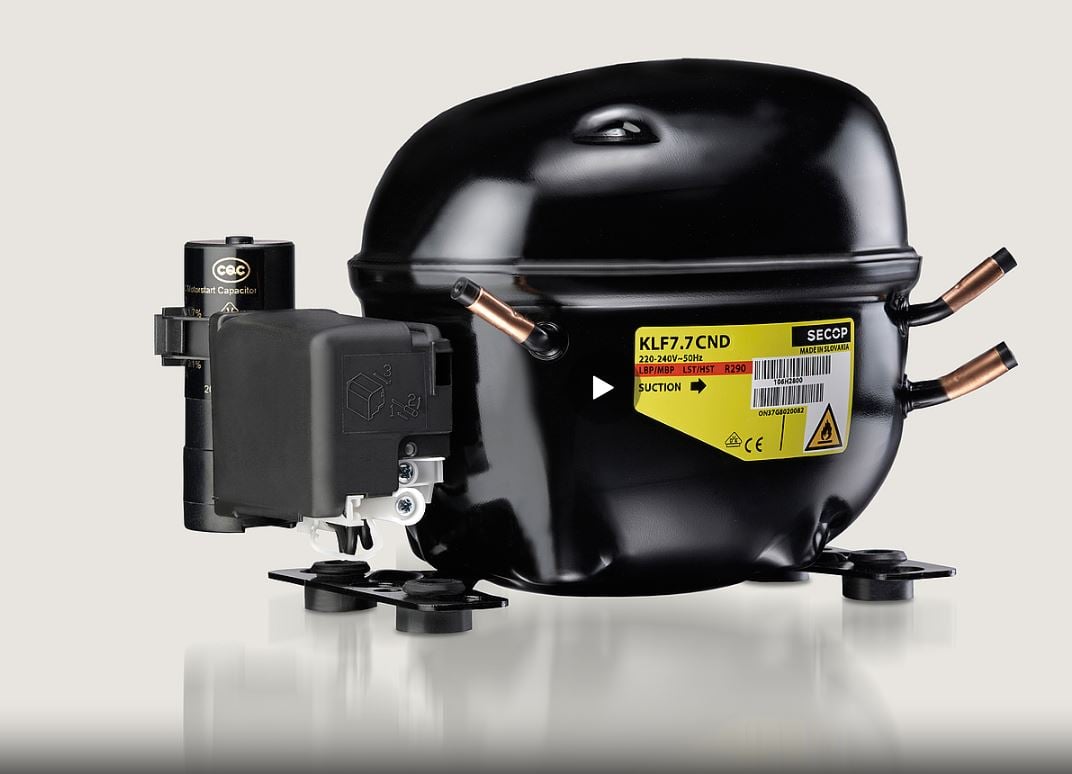 Sprężarka SECOP / Danfoss KLF7.7CND, LBP/MBP - R290, 220-240 V, 50 Hz, 195B4597