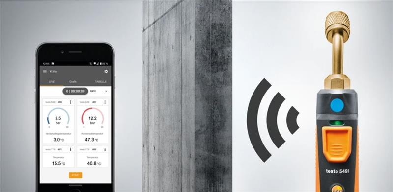 Strumento di misura ad alta pressione Testo 549i gen. 2 gestito tramite smartphone