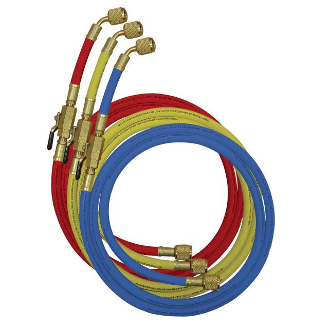 Filling hose set 3-180cm standard 1/4" with man. shut-off valve
