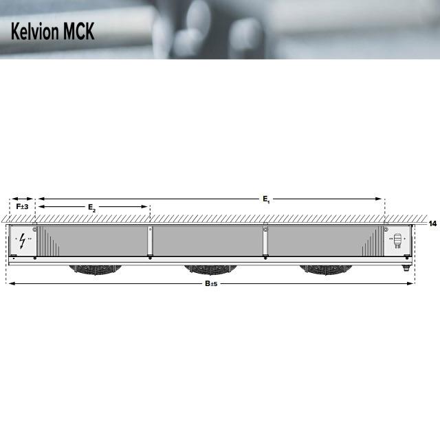 Kelvion 100744947 Raffreddatore d'aria commerciale a soffitto con riscaldatore MCK-303-6AE-HX32-1 4mm