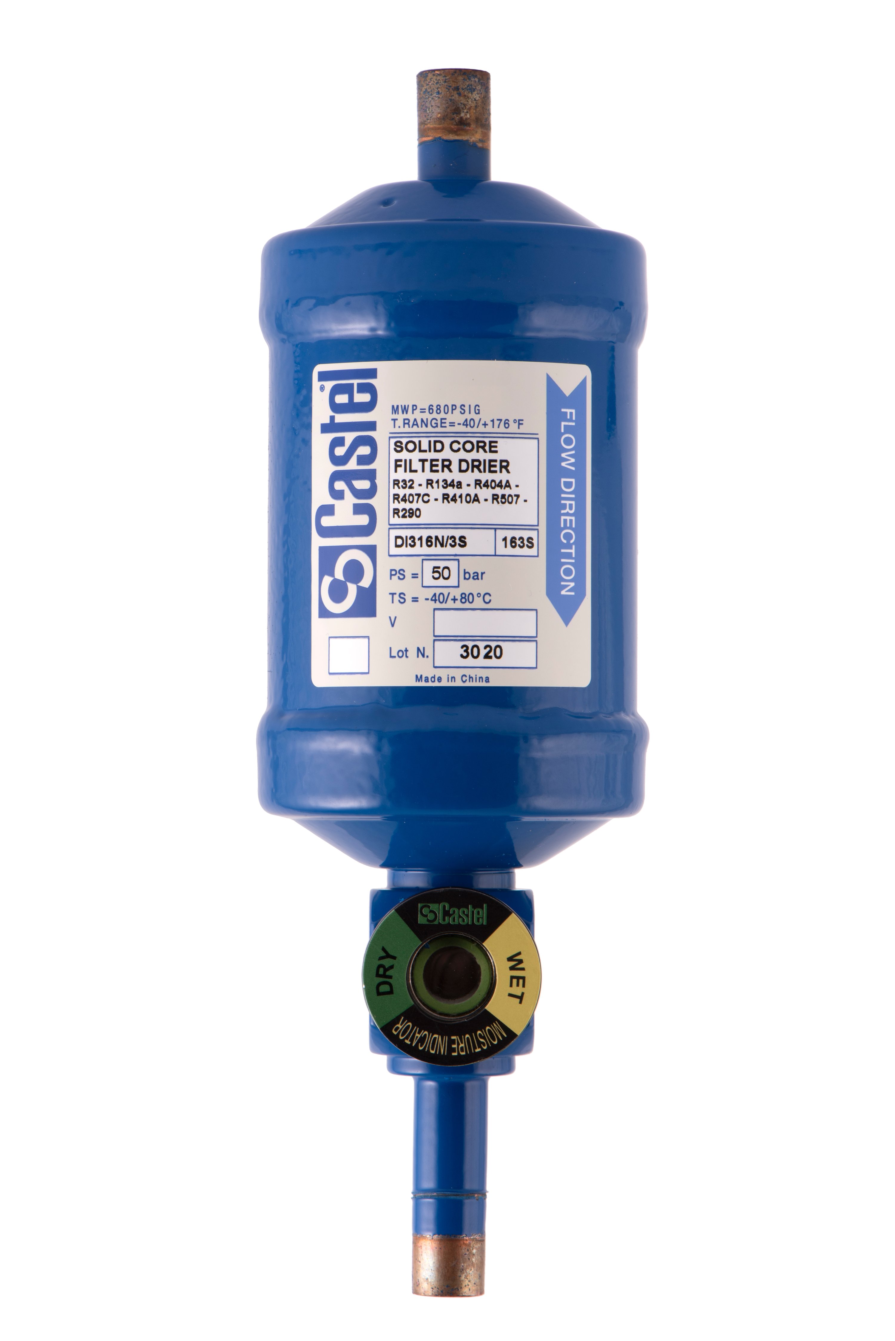 Filter, Trockner, solider Kern, blau, industriell