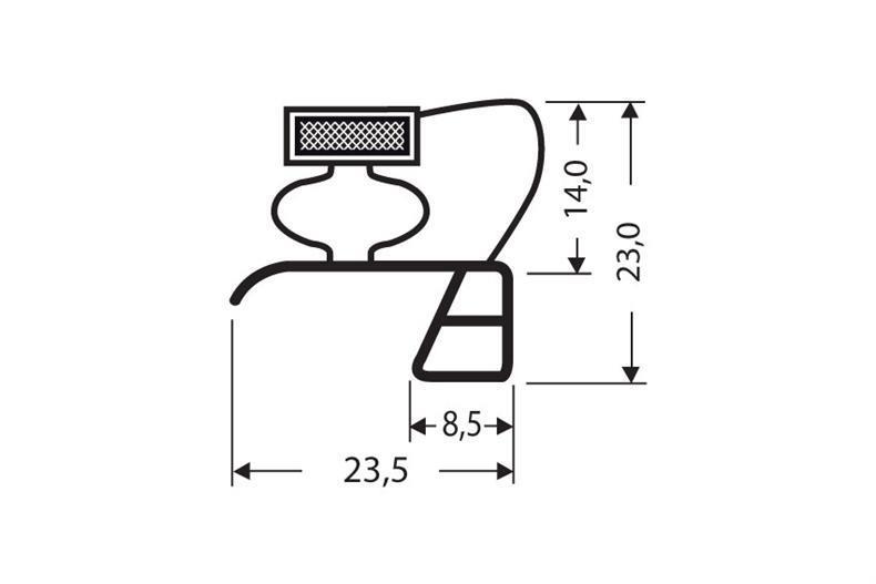 Insticksprofil PVC grå L = 2,55 m med magnet M25