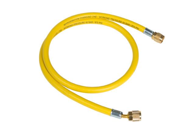 Refco manguera de llenado 9881268 amarillo 60bar CL-72-Y 7/16" UNF empujador de núcleo de válvula 180cm