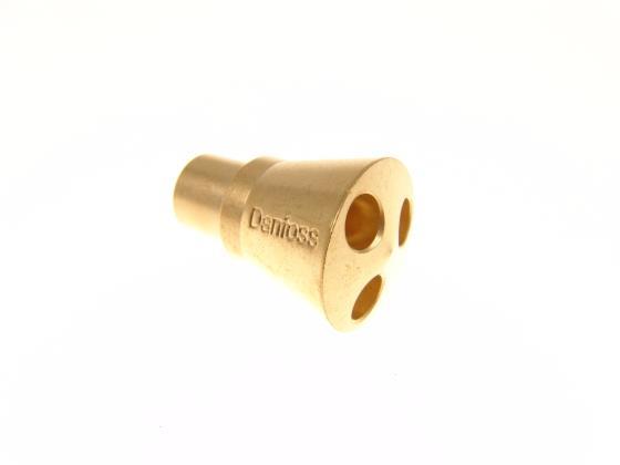 Verdeler Danfoss, aansluiting 12 mm ODM, uitlaat 3 x 6 mm ODF