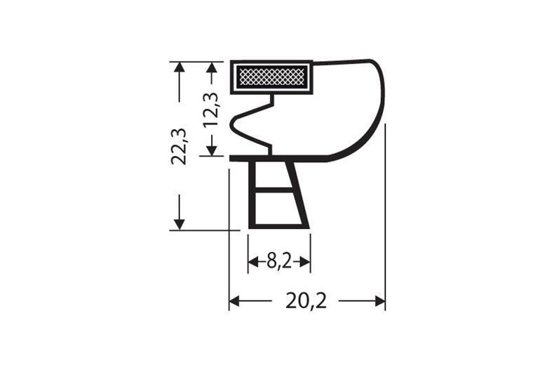 Perfil push-in PVC gris L = 2,55 m con imán M25