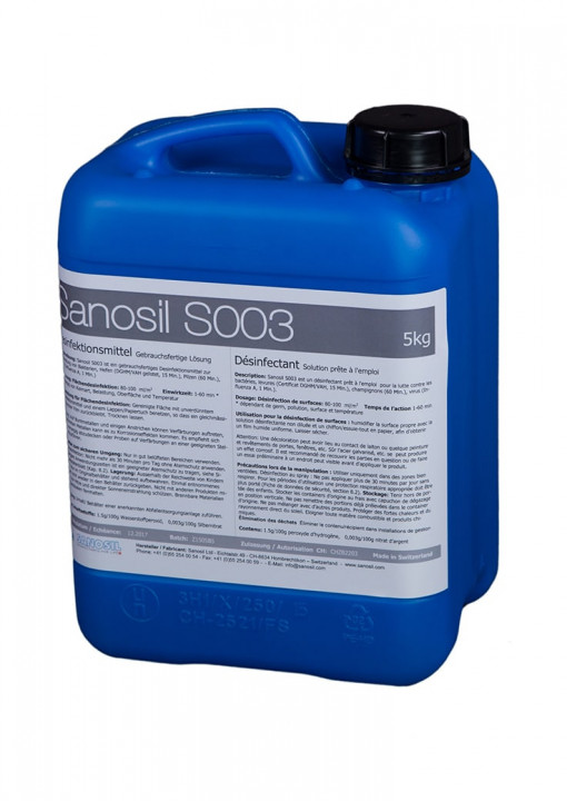 Sanosil S003 desinfectante de superficies bidón 5 kg, incl. pulverizador
