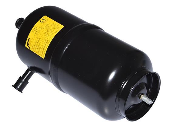 Liquid collector, 45 BAR, 2.4 l, inlet 12 mm ODS, outlet 12 mm, M8,