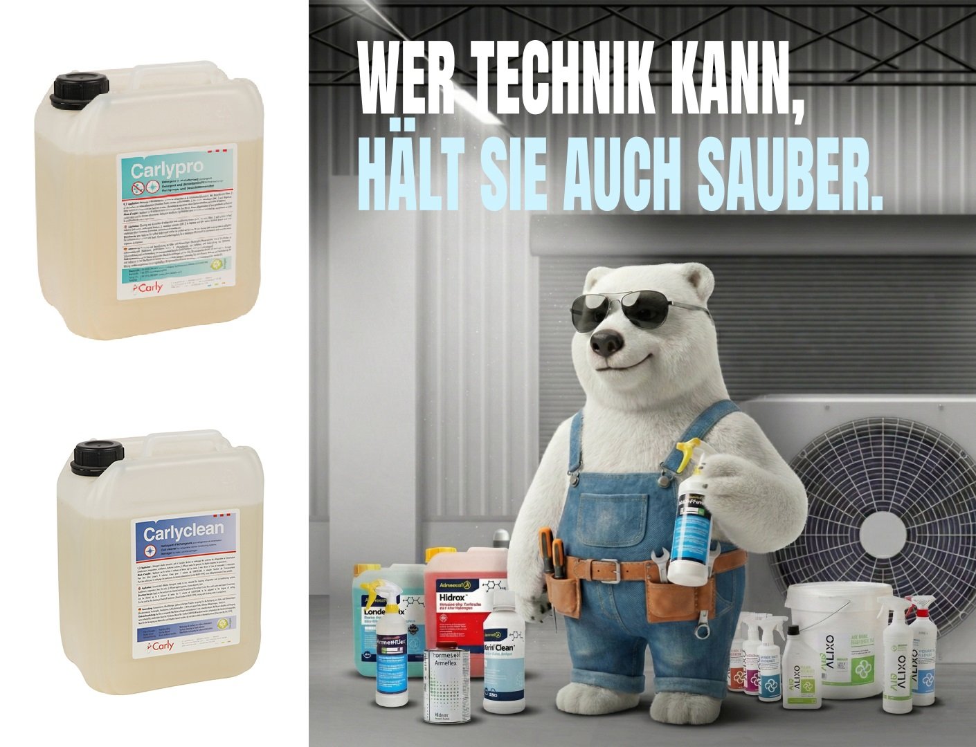 Kit de nettoyage Carly pour les installations de réfrigération et de conditionnement d'air - installations industrielles (grands systèmes)
