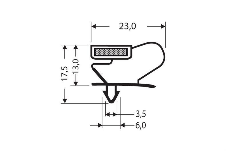 Perfil enchufable PVC gris L = 2,55 m con imán M18