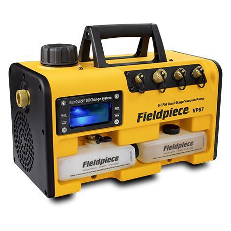 Vacuümpomp met RunQuick™ olieverversingssysteem 6CFM VP67EU FIELDPIECE 170 l/min stroomsnelheid A2L-goedkeuring