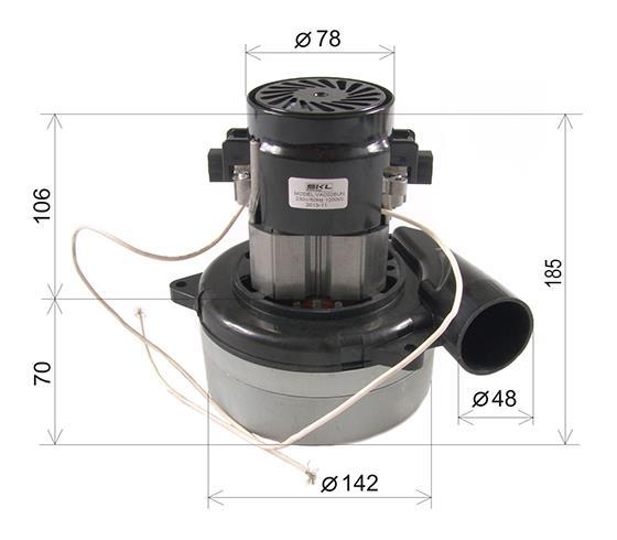 Motore Hoover, universale, 1200 W/230 V, JACUZZI, tangenciální, H=185 mm