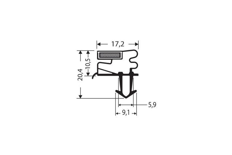 Perfil push-in PVC gris L = 2,5 m con imán M25