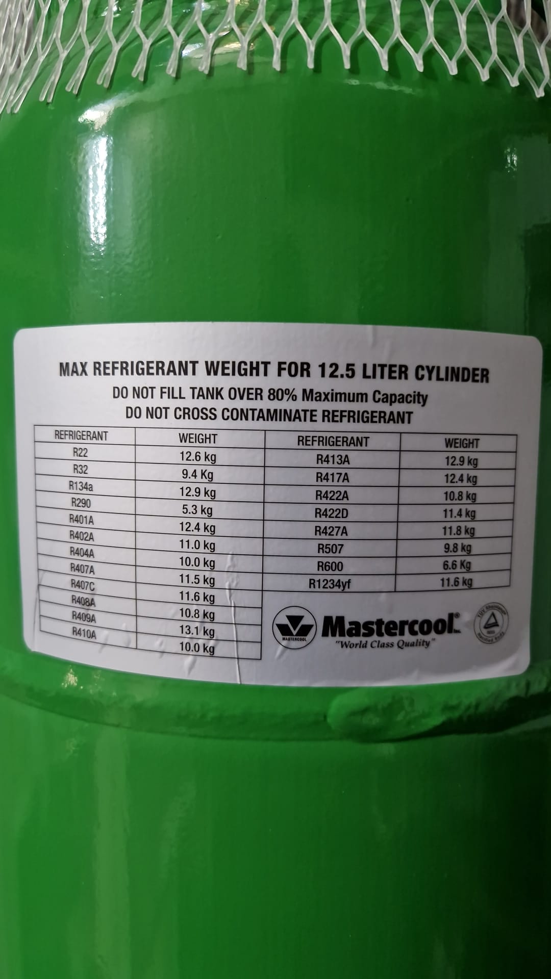 Bottiglia di refrigerante / bottiglia vuota / bottiglia di riciclaggio 12,5 litri verde - 1/4" doppia valvola