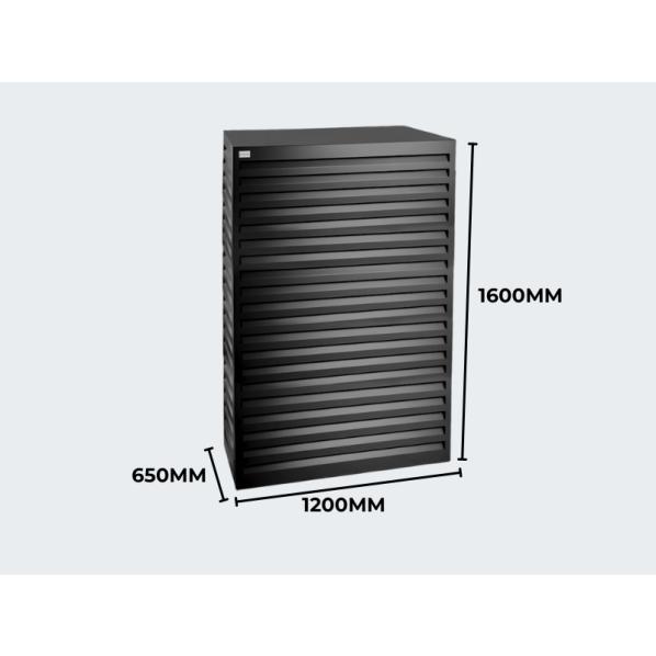 Evolar air conditioning & heat pump housing black aluminium tower, 1600x1200x650 MM