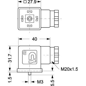 Kabelstekker Danfoss - voor spoel 018F, 018Z, 042N type B