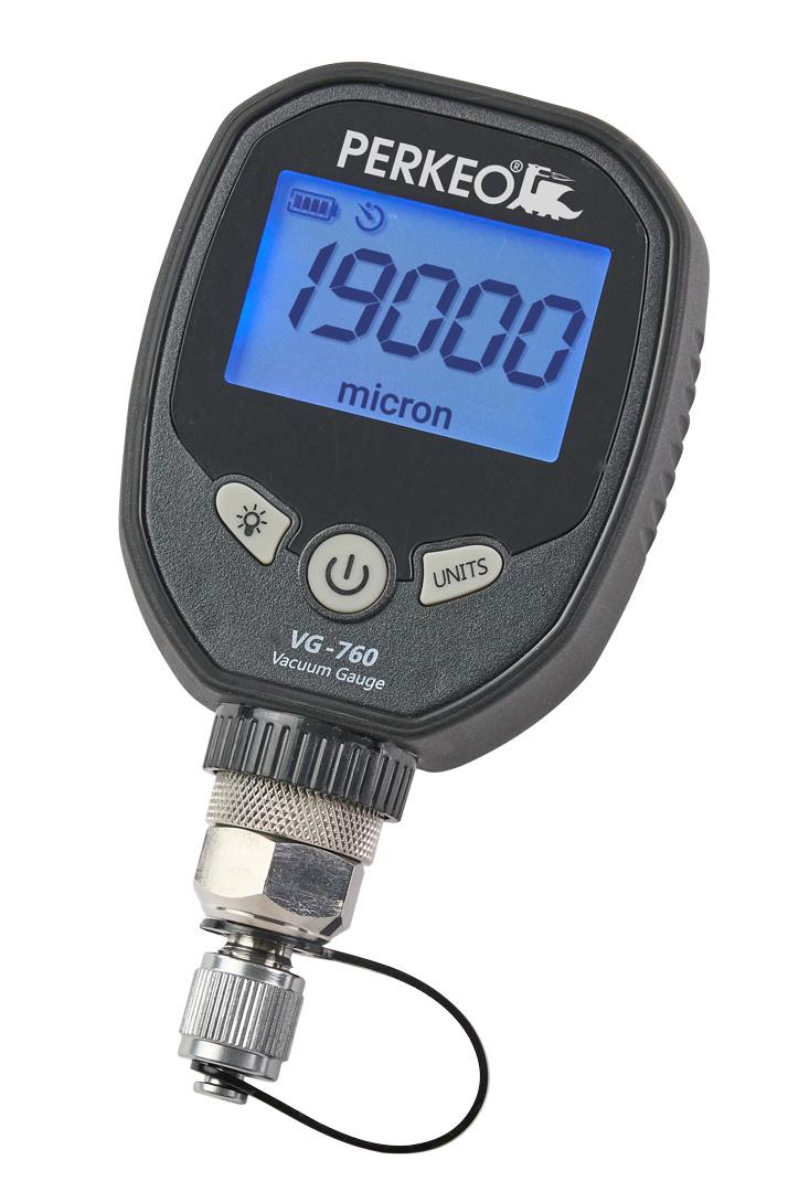 PERKEO digital vacuum gauge 1/4" SAE (7/16" UNF), incl. batteries and bag
