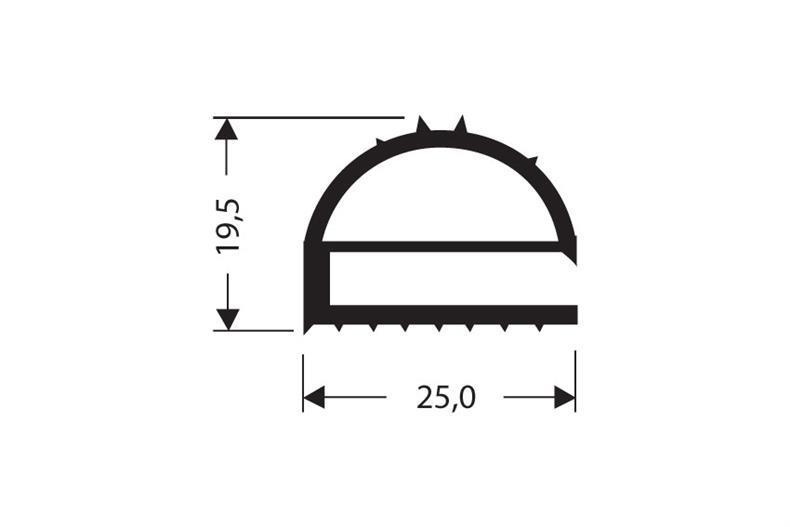 Perfil plano PVC gris 1 m (19,5x25)