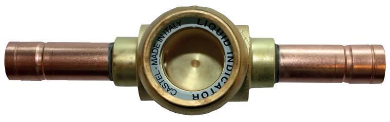 Sight glass Castel 3840/M10, 10 mm ODS plumb bob, refrigerant: A1, A2L, A3