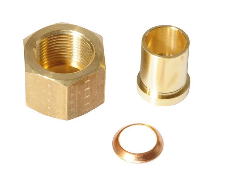 Brass adapter with nut 3/4" SAE x 18 mm ODS