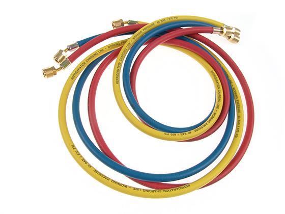 REFCO vulslangset, 3 x 1,5 m, 1/4" SAE, 9881276 met ventielkerndrukker en teflonafdichting 60 bar