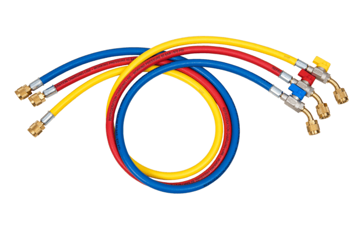 Refco 4688134 Juego de mangueras de llenado 1/4 "SAE con válvula de bola 60"/150cm CA-CCL-60-45°